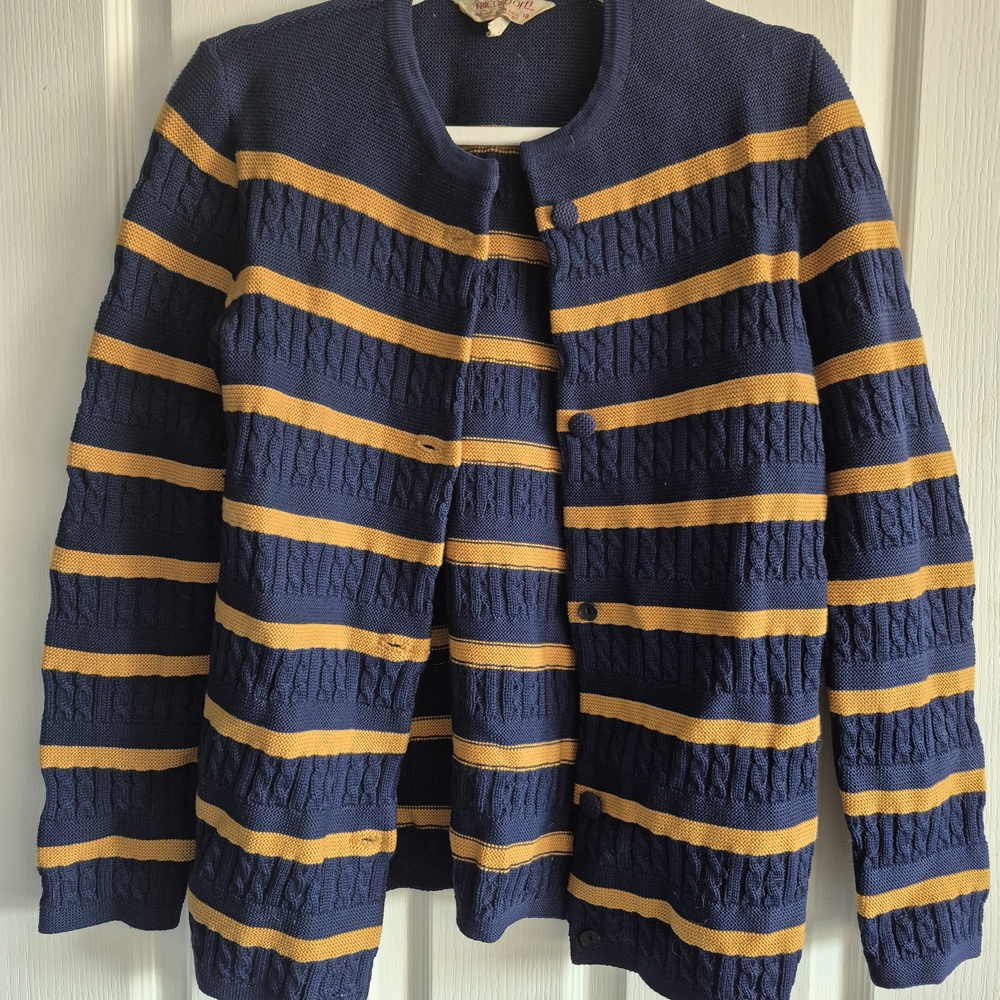 Navy and Yellow Striped Cardigan